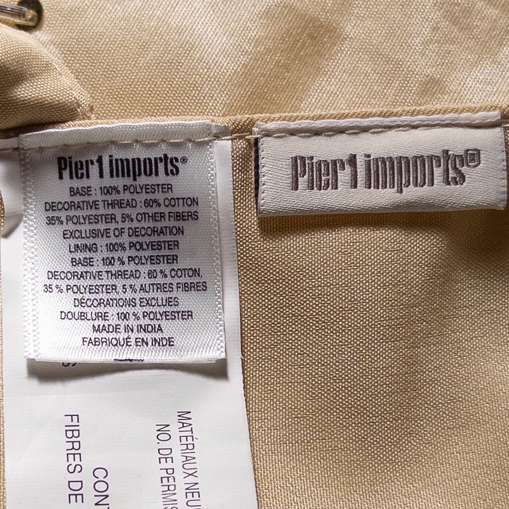 Pier 1 Imports Christmas Tree Skirt Cream Beaded Sequin Embroidered Gold Luxe